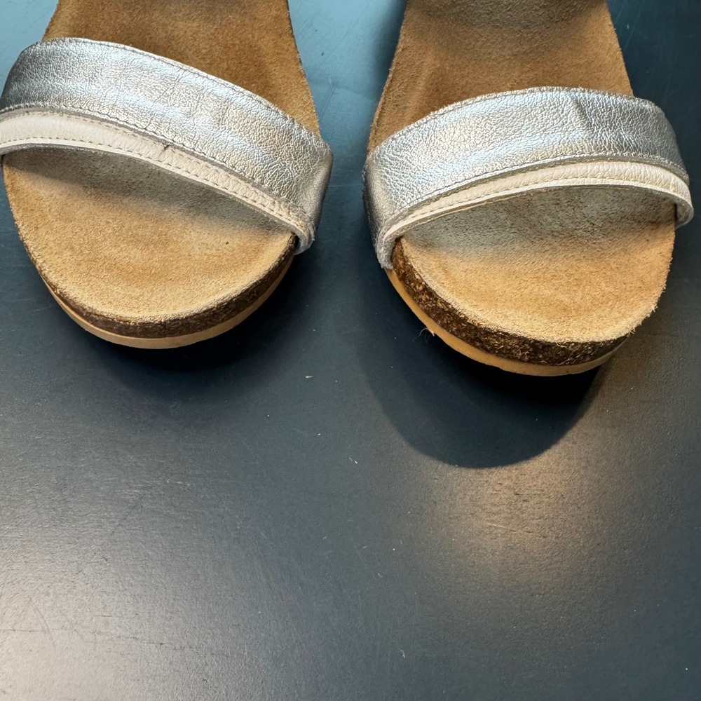 Naot Women 11 EU 42 Silver White Leather Wedge Slide Sandals Comfort L11 Israel - Picture 8 of 12